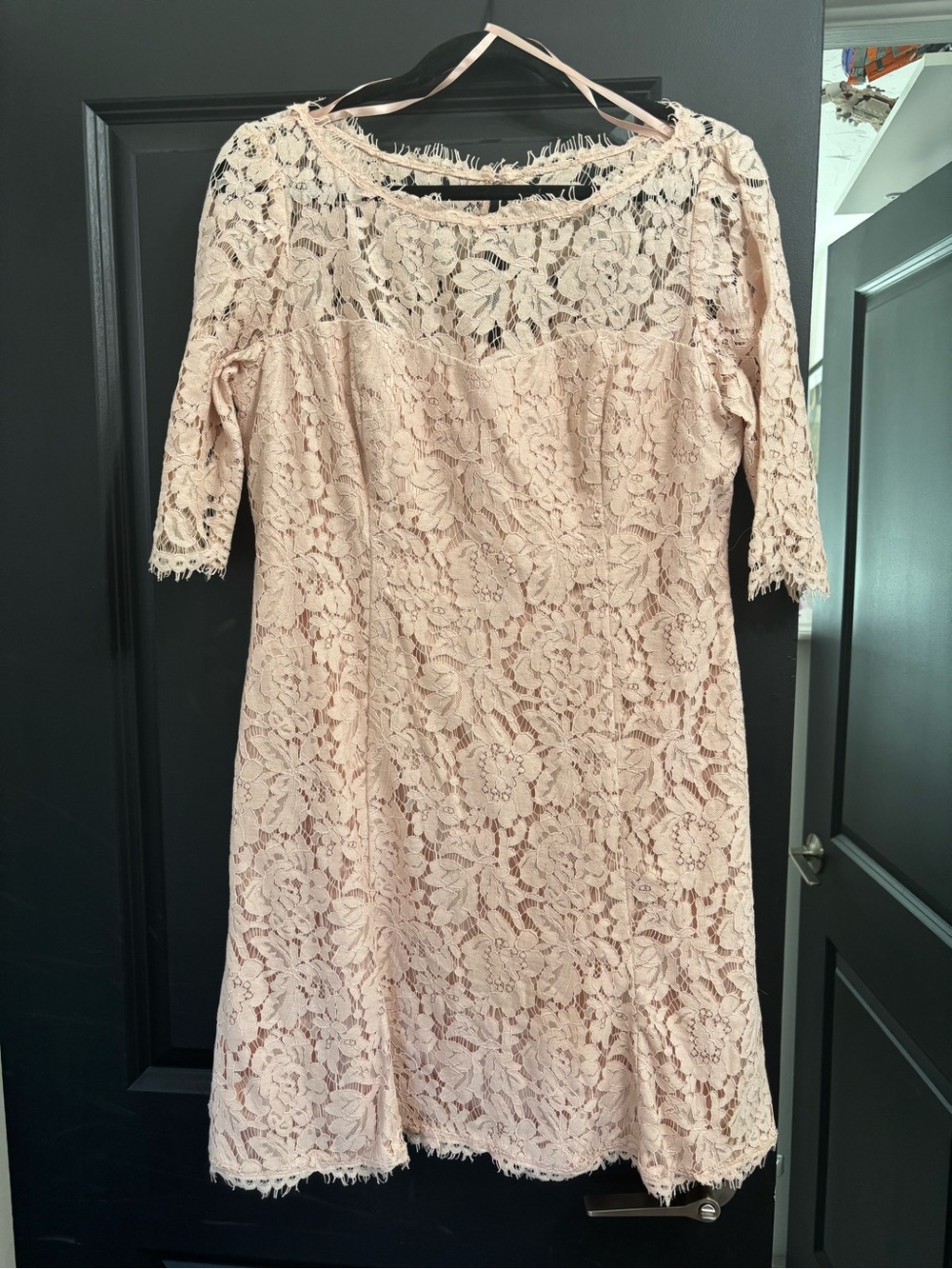 Eliza j Lace Overlay Women's Dress in Blush Pink